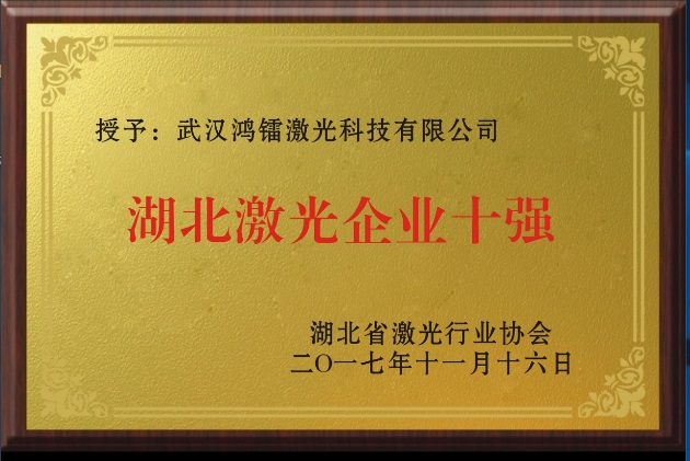 武漢鴻鐳激光榮獲湖北激光企業(yè)十強(qiáng)